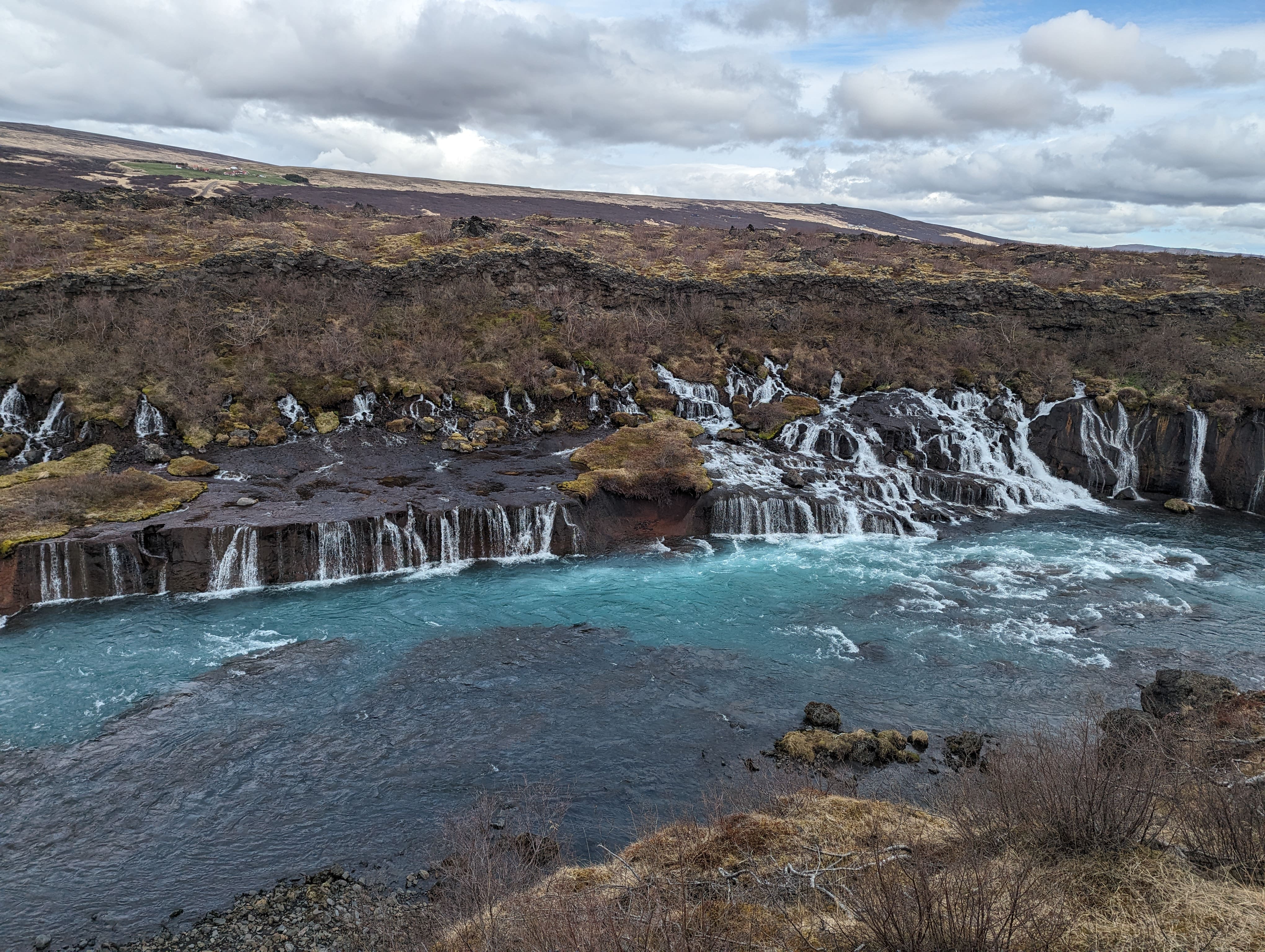 Hraunfossar and Barnafoss waterfalls