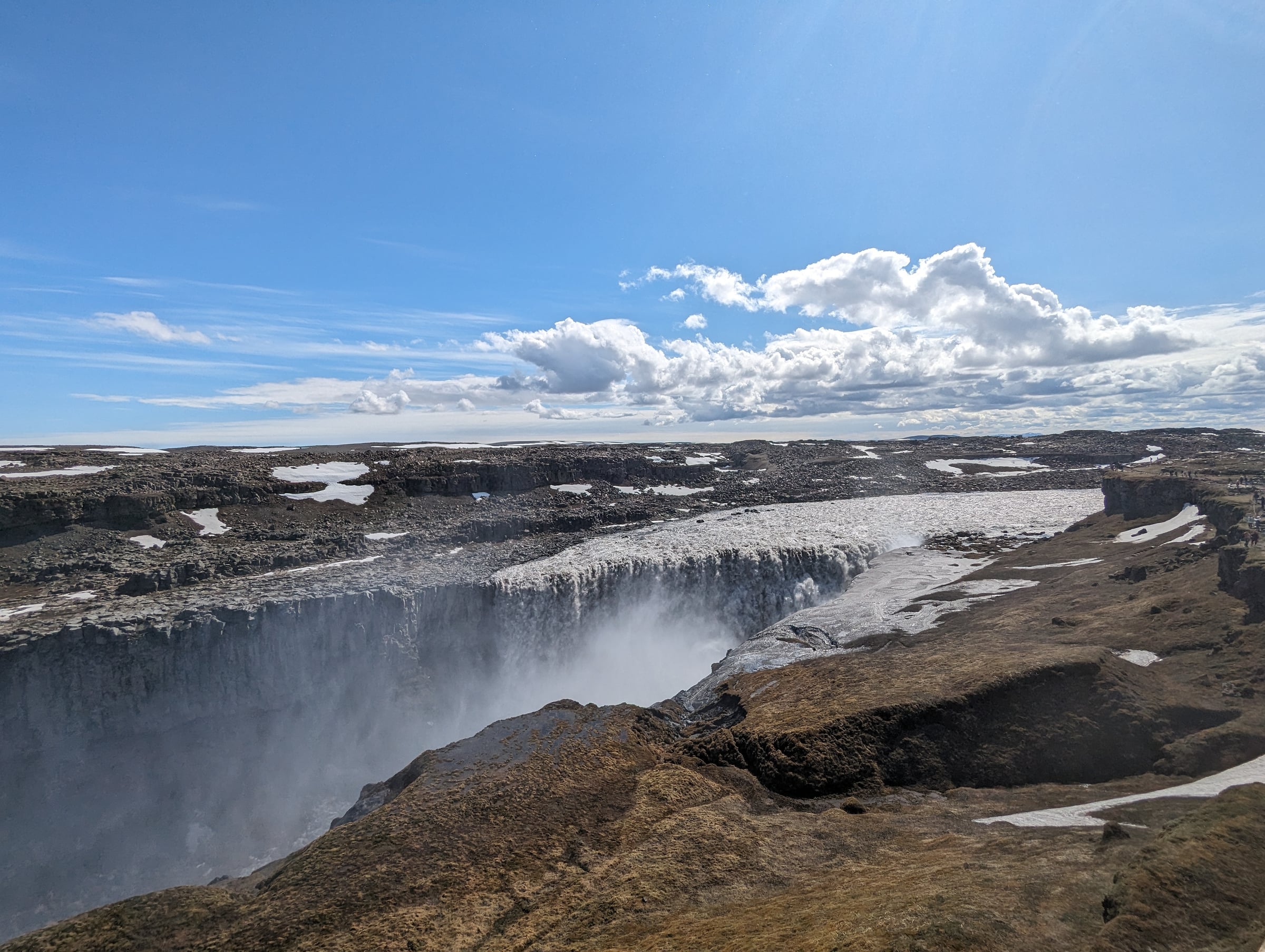 Dettifoss, the most powerful waterfall in Europe, thundering into its canyon