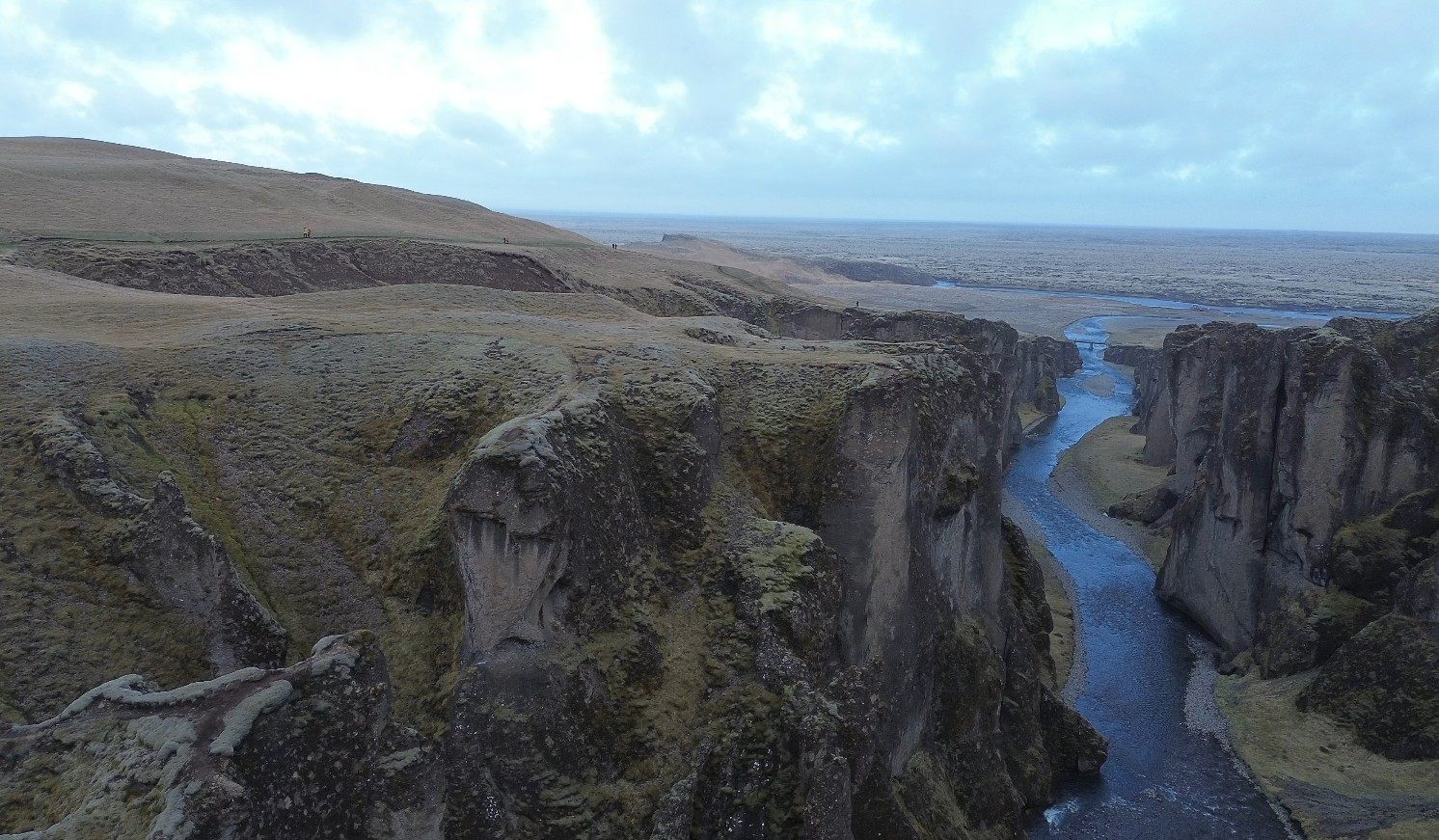 Fjaðrárgljúfur canyon from the air