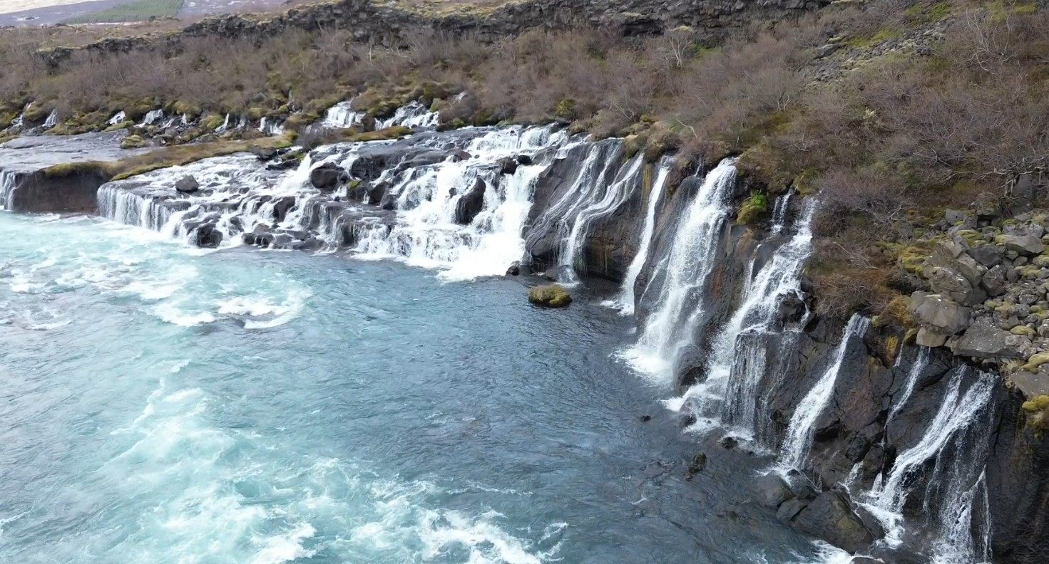 Hraunfossar from the air