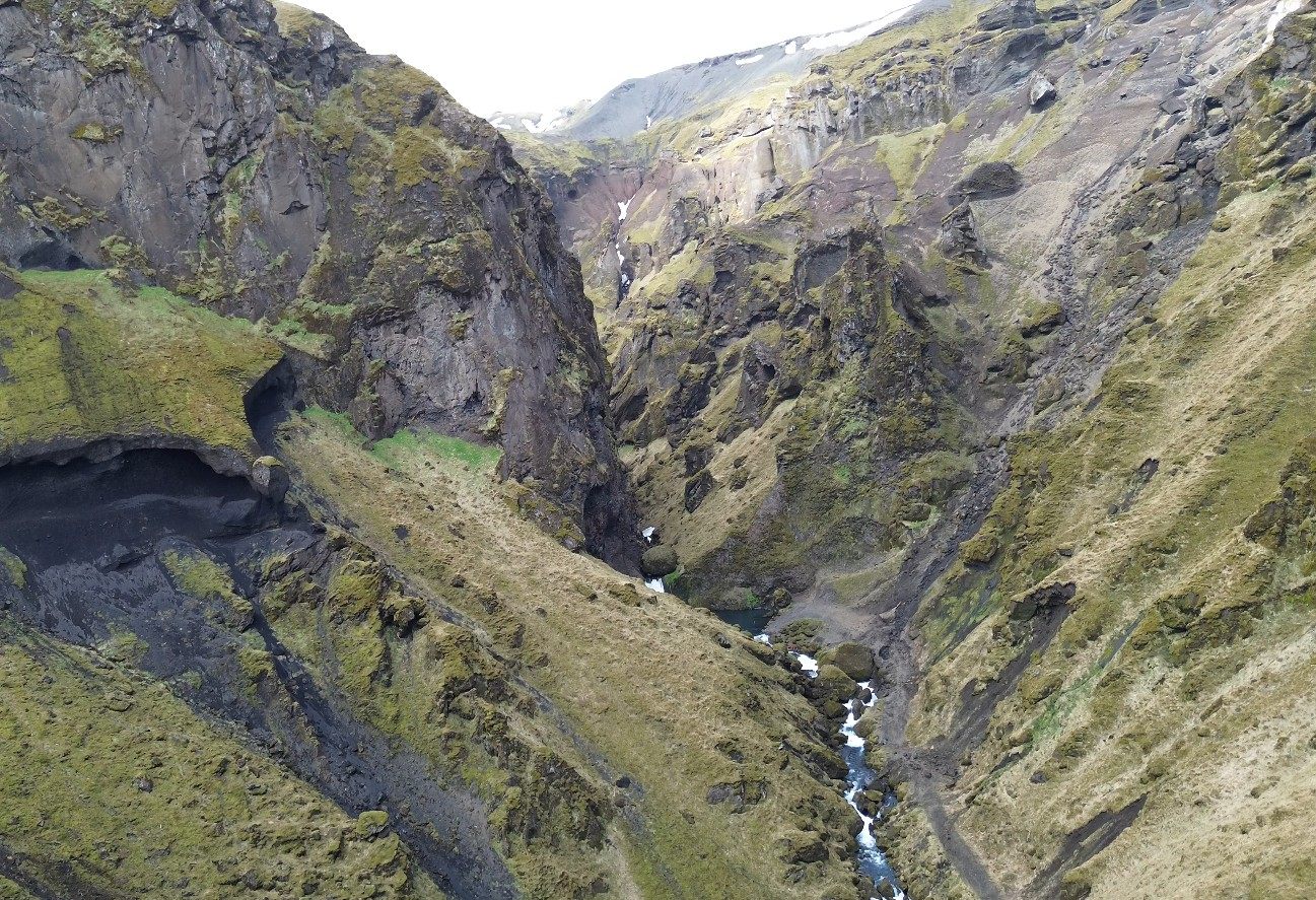 Þakgil valley from the air