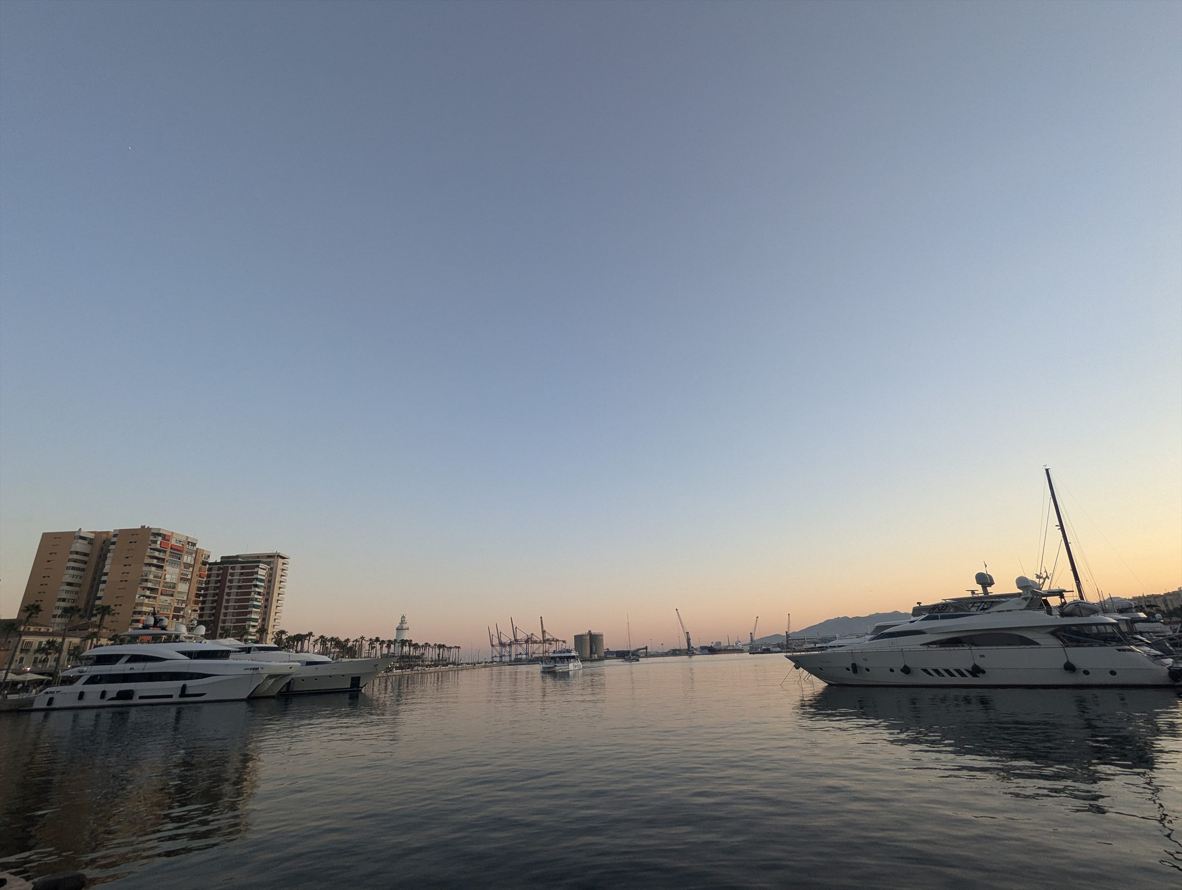 Malaga port at night